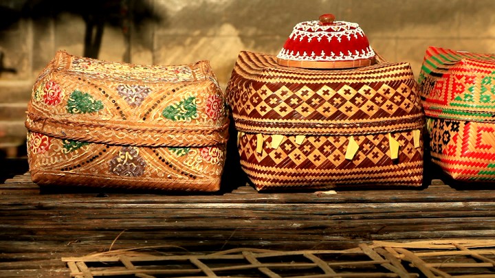 A close-up shot of two of the baskets.